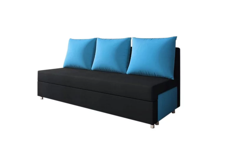 Canapea tapițată LISA, negru+albastru (alova 04/alova29)