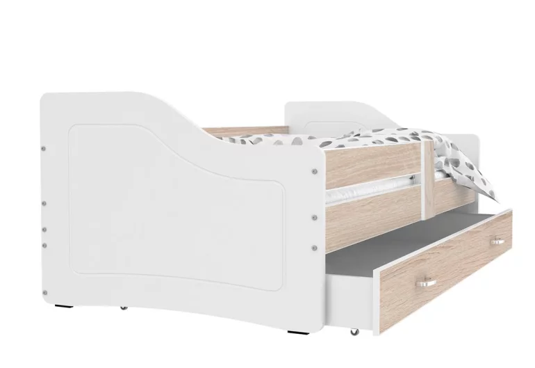 Dětská postel SWAN + matrace + rošt ZDARMA, 140x80, sonoma/bílá