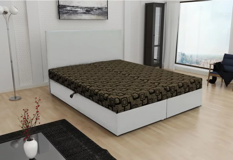 Manželská postel THOMAS včetně matrace, 160x200, Dolaro 511 bílý/Siena 561