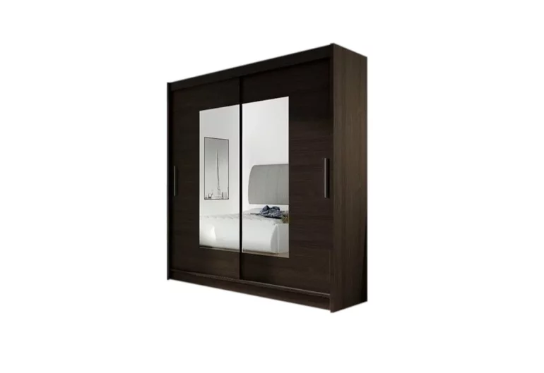 Dulap dormitor cu uşi glisante CARLA VII cu oglindă, 180x215x57, ciocolată