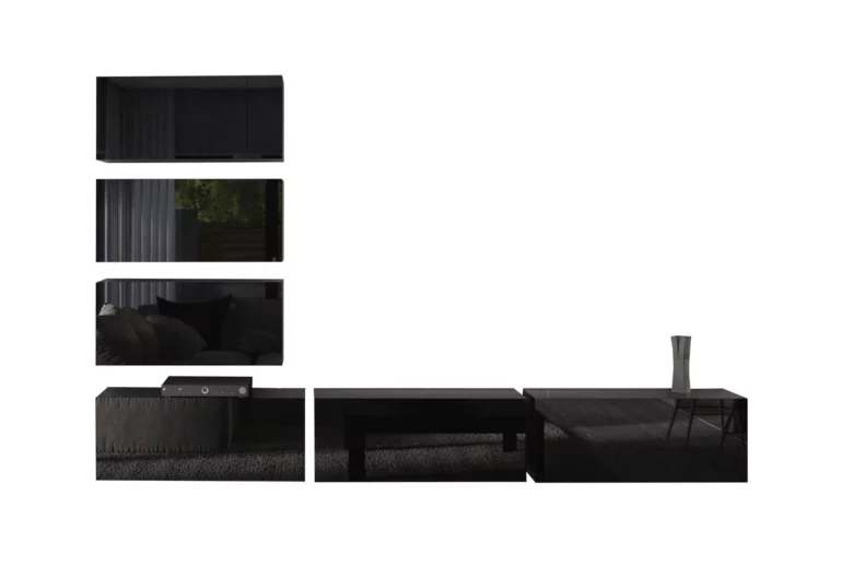 Mobilă sufragerie ELPASO 4, negru/negru luciu