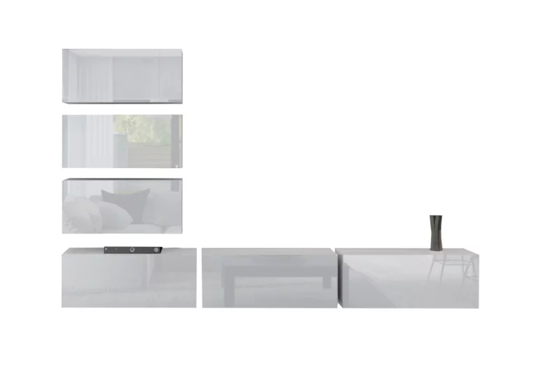 Mobilă sufragerie ELPASO 4, alb/alb luciu