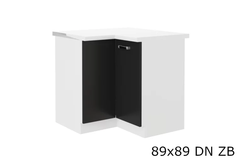Corp inferior colț bucătărie cu blat EPSILON 89x89 DN ZB, 89/89x82x60, negru/alb